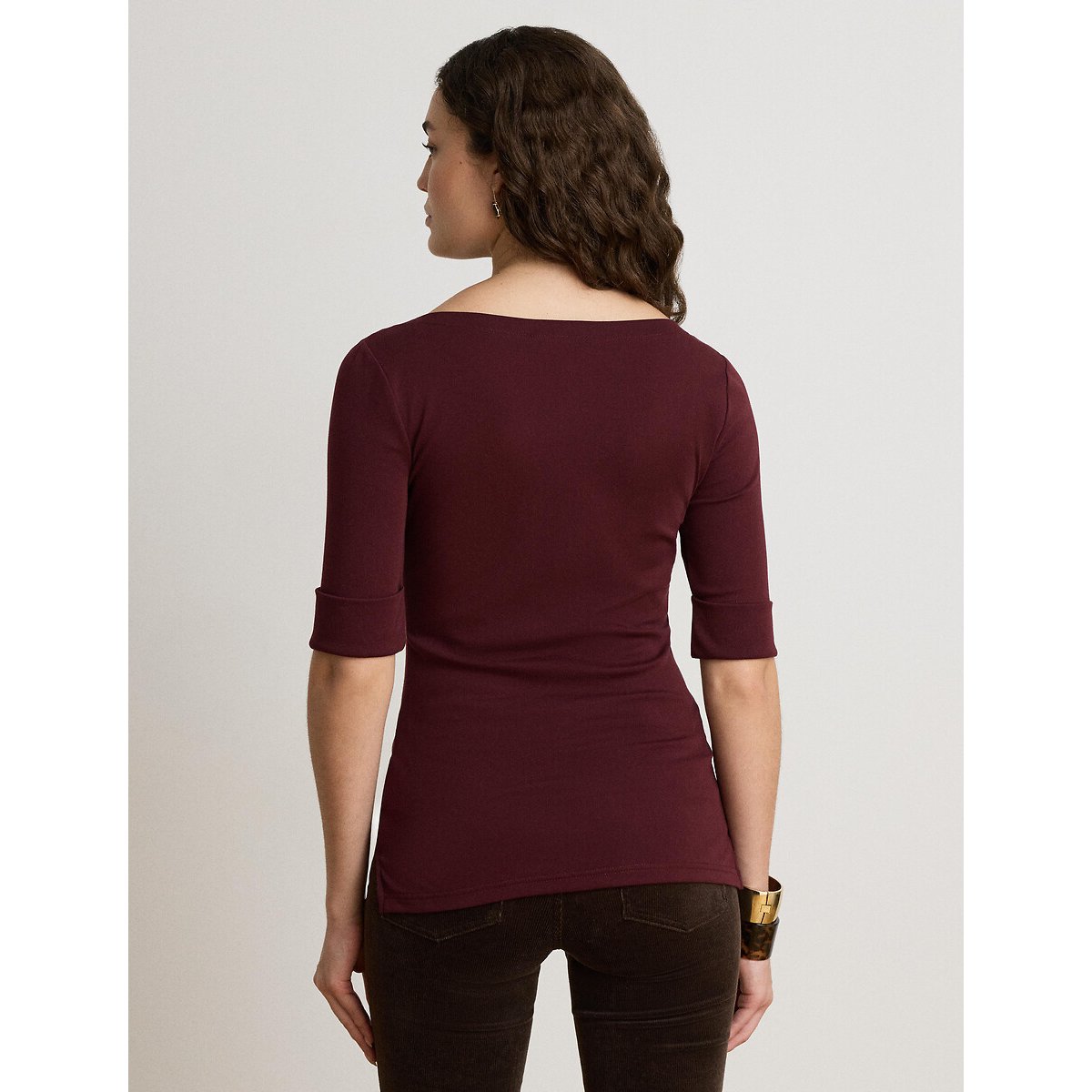 T-shirt manches courtes col bateau, JUDY bordeaux, LAUREN RALPH LAUREN