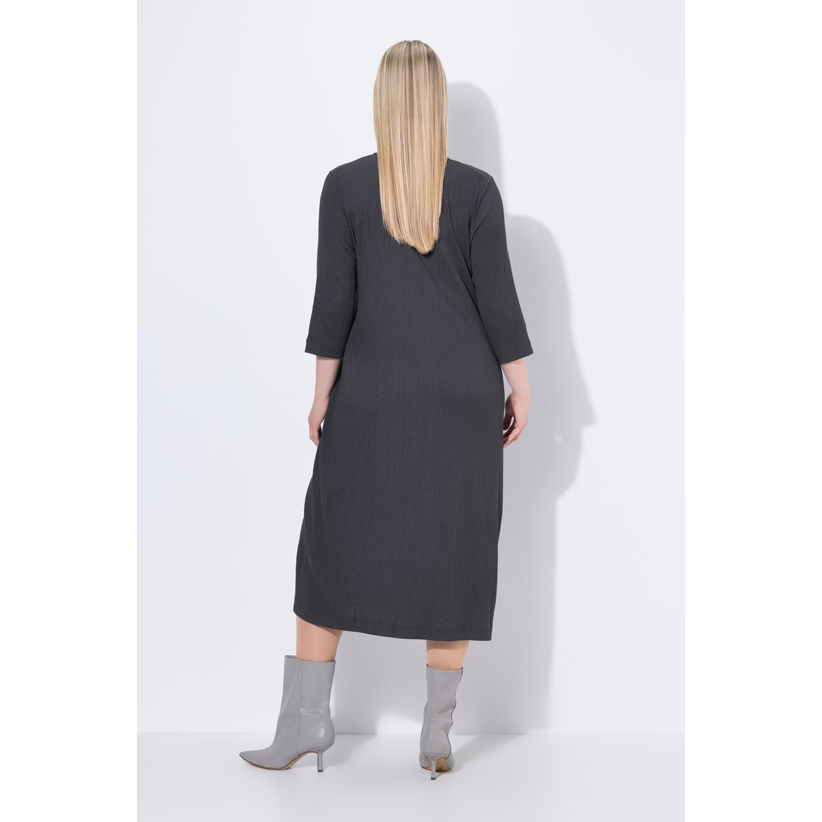 Robe portefeuille, longueur midi chiné gris moyen, ULLA POPKEN