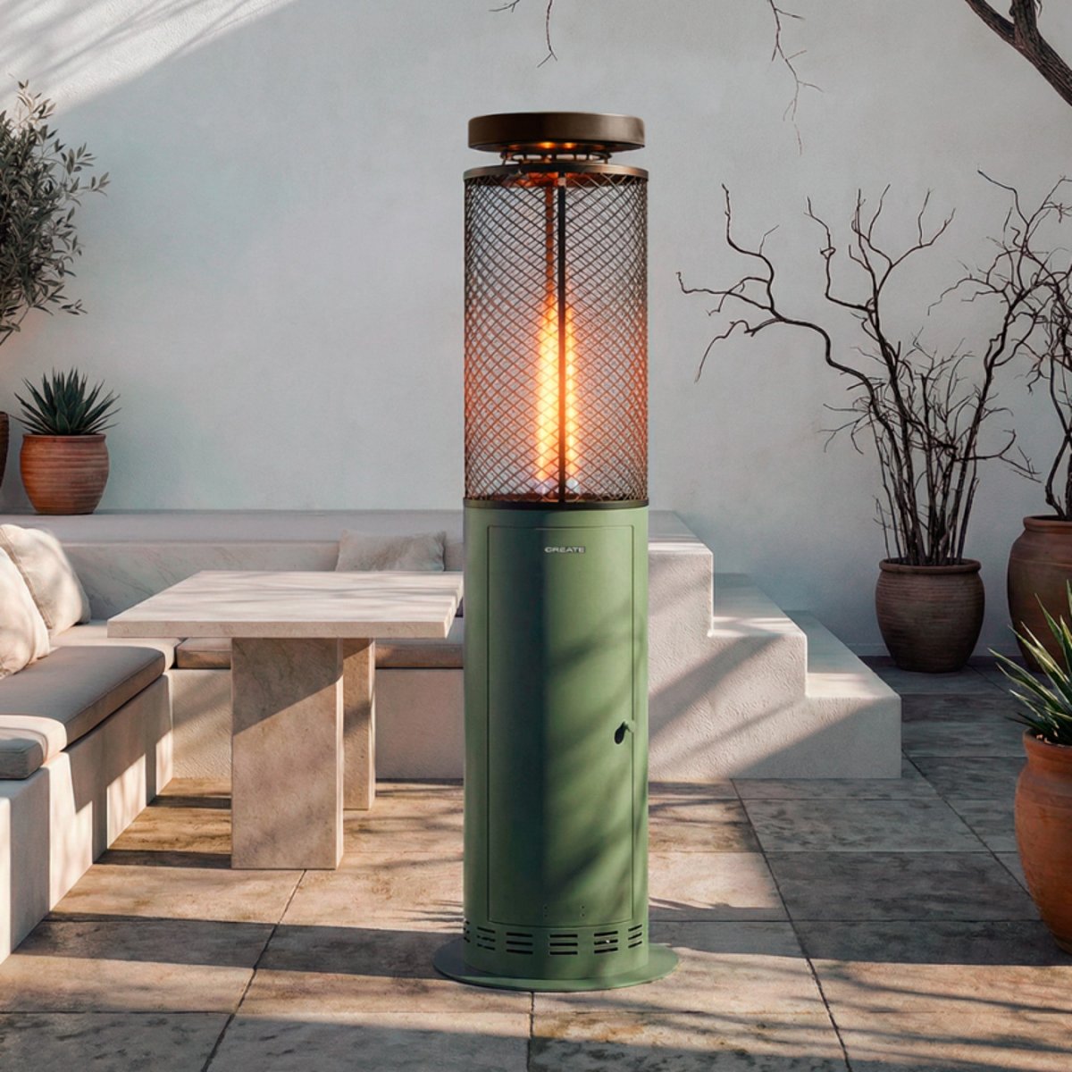 Poêle d'extérieur FIRE ROUND PELLET HEATER vert - sans power bank, CREATE