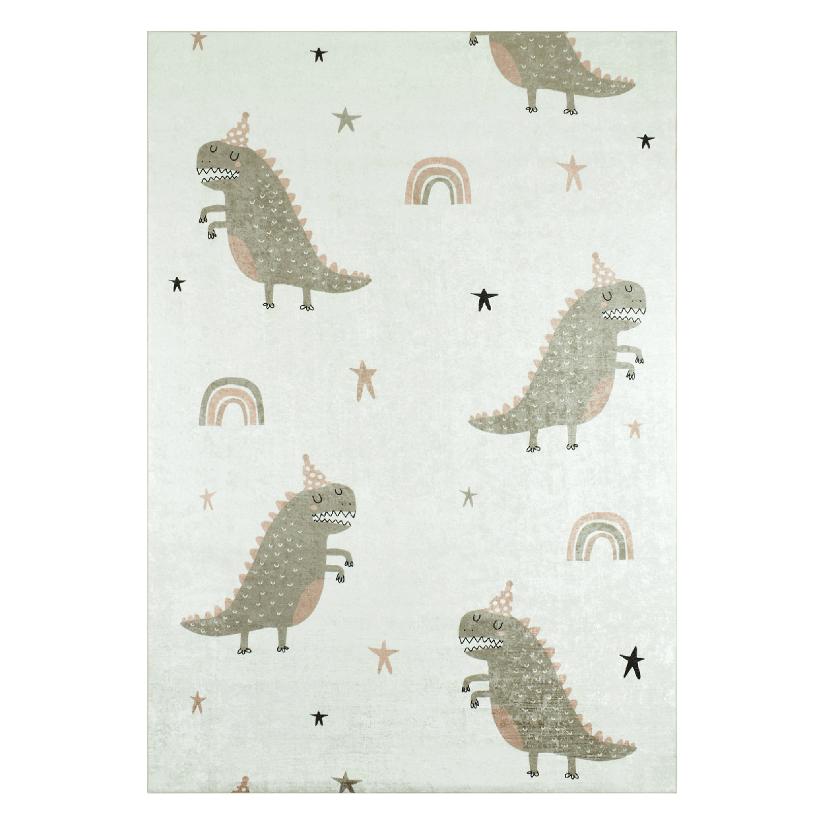 Tapis enfant tissé MONSTRO vert, crème, UN AMOUR DE TAPIS