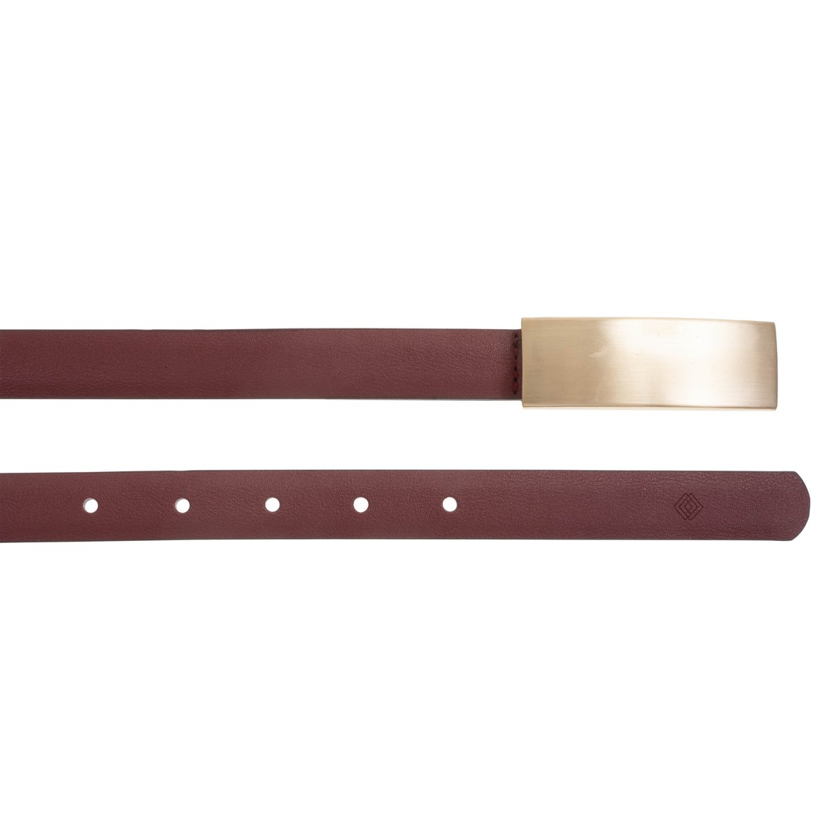 Ceinture fine à boucle rectangulaire dorée rouge, ISOTONER