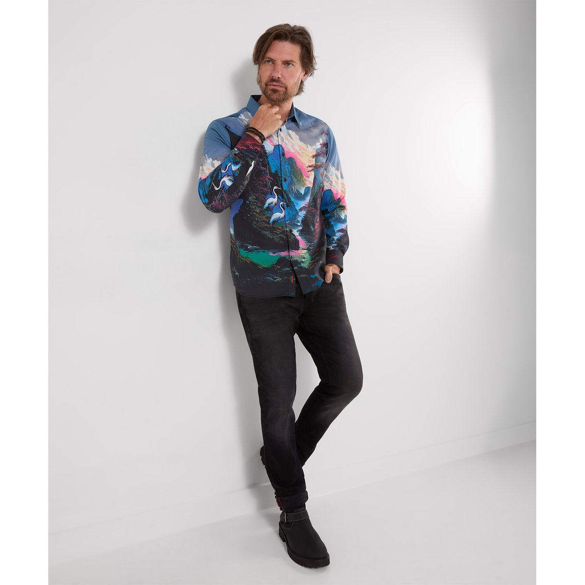Chemise Imprimé Paysage Somptueux bleu, JOE BROWNS