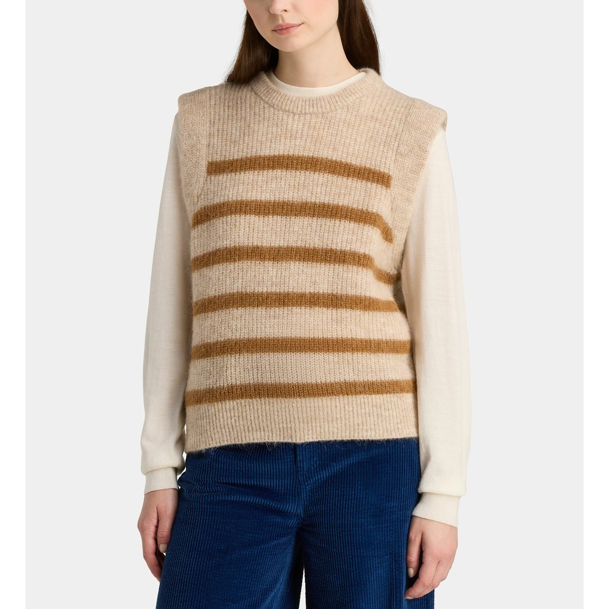 Pull dauphine sans manches en laine beige, GALERIES LAFAYETTE