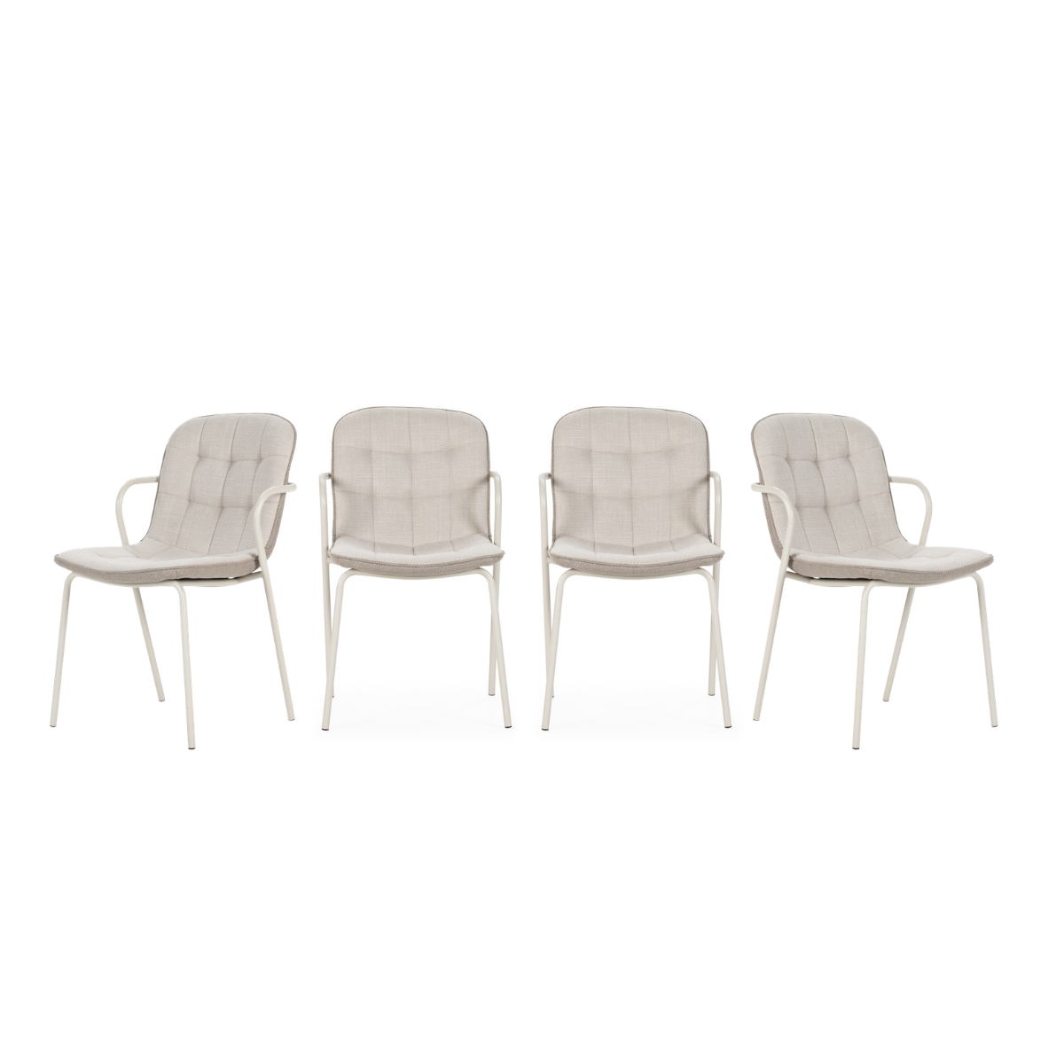 Chaises lot de 4 en métal - ZÉLIE beige, CALICOSY