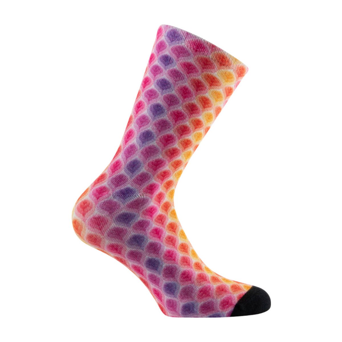 Mi-chaussettes imprimées Femme motif abstrait viscose de bambou fuchsia orange violet, KINDY
