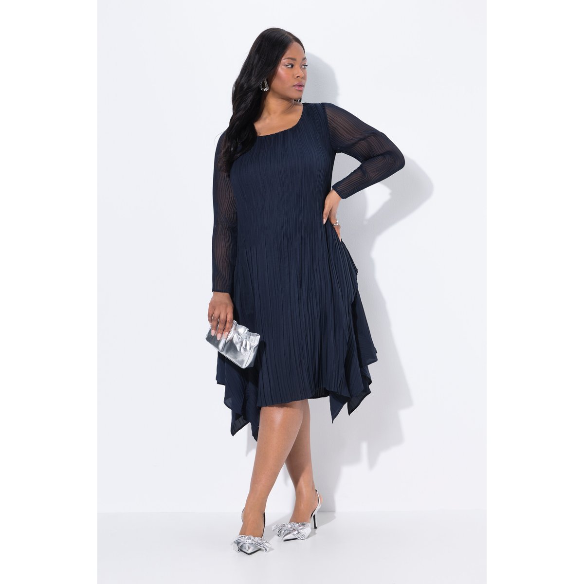 Robe plissée marine foncé, ULLA POPKEN