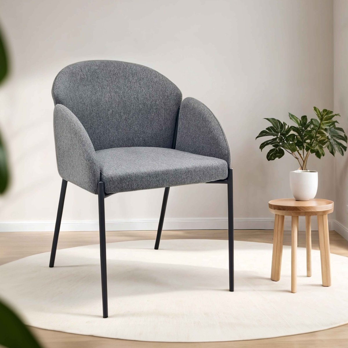 Lot de 2 chaises en tissu, AVA gris anthracite, OVIALA