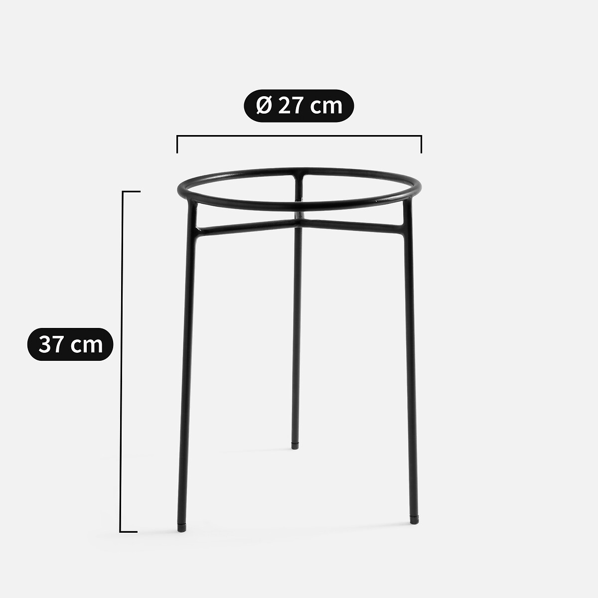 Suporte em aço, para vaso Florian, altura 37 cm, FLORIANA preto mate, AM.PM