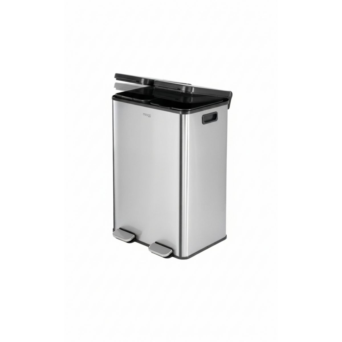 Poubelle de cuisine tri sélectif Tri selectif 60L inox couleur unique, MIOGO
