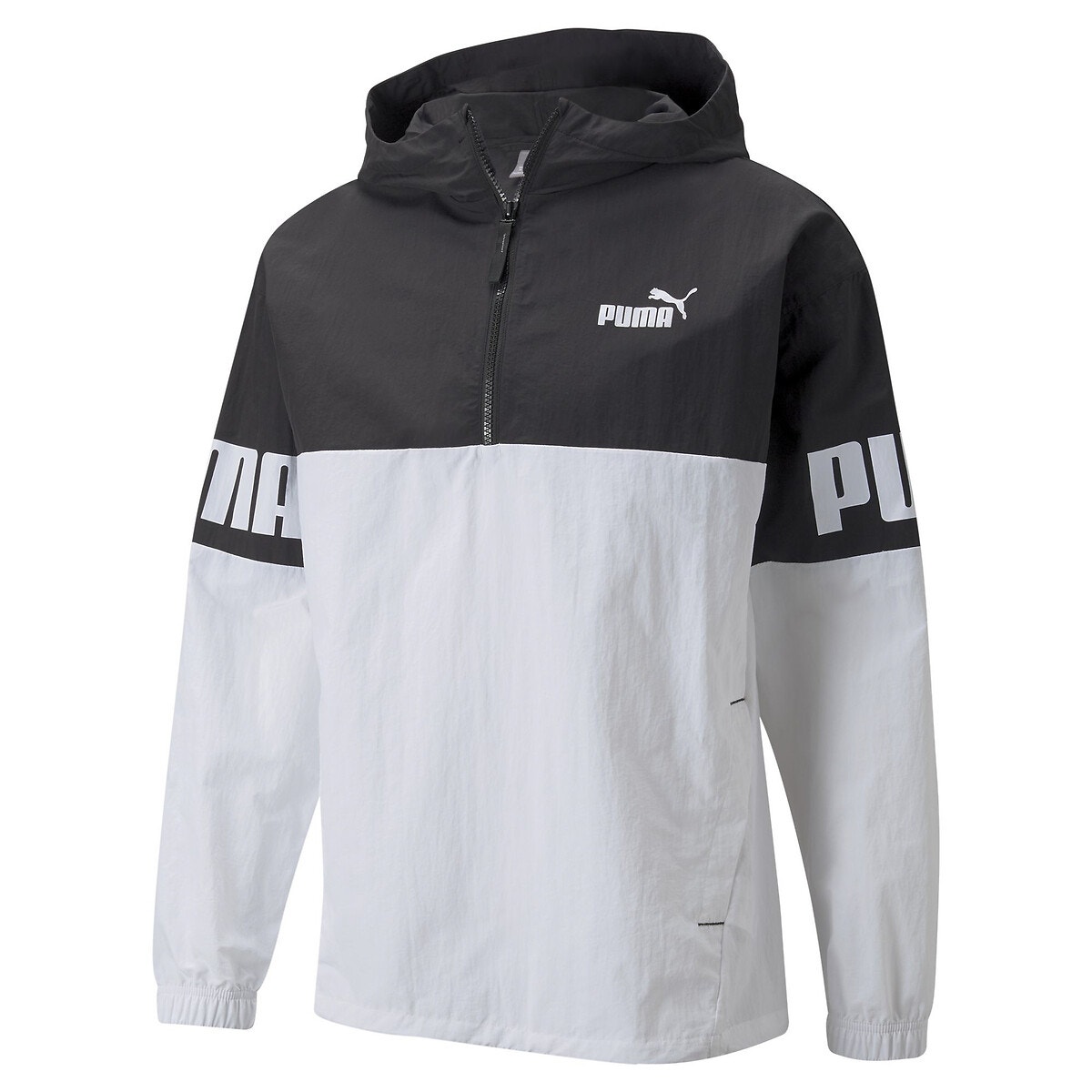 Veste à capuche demi zippée noir/blanc, PUMA
