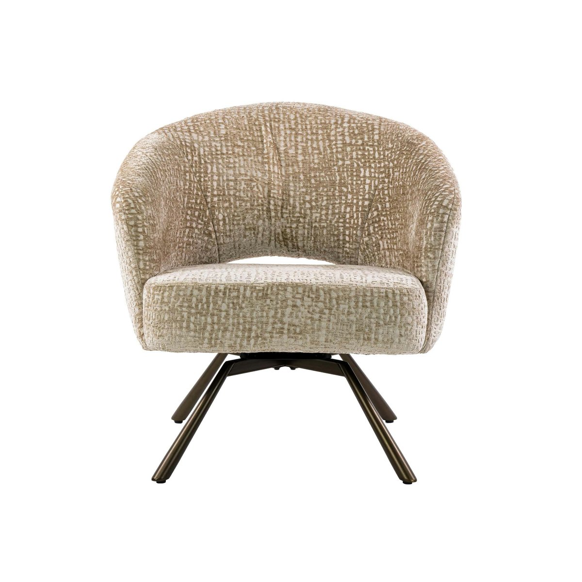 Fauteuil de salon pivotant beige à motifs veloutés bruns CREEK beige, PIER IMPORT
