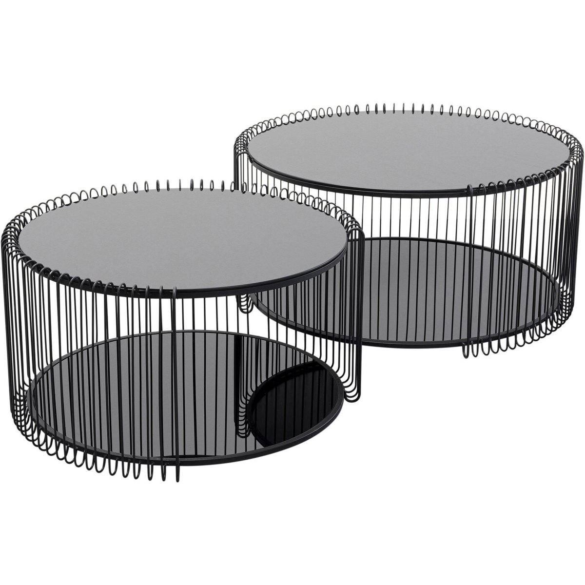 Lot de 2 tables basses double plateau, WIRE noir, KARE DESIGN