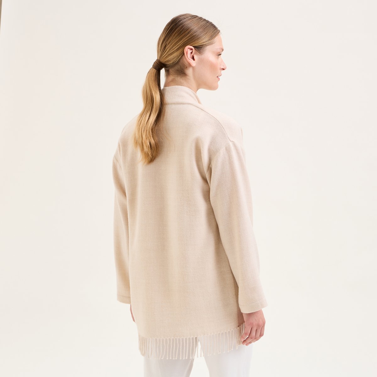 Poncho  en laine LAURENCE crème, LAURENCE TAVERNIER
