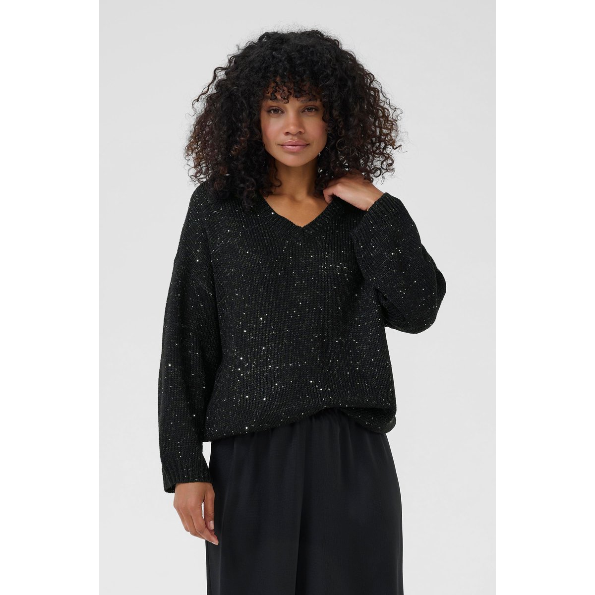 Pullover tricoté noir black deep, KAFFE