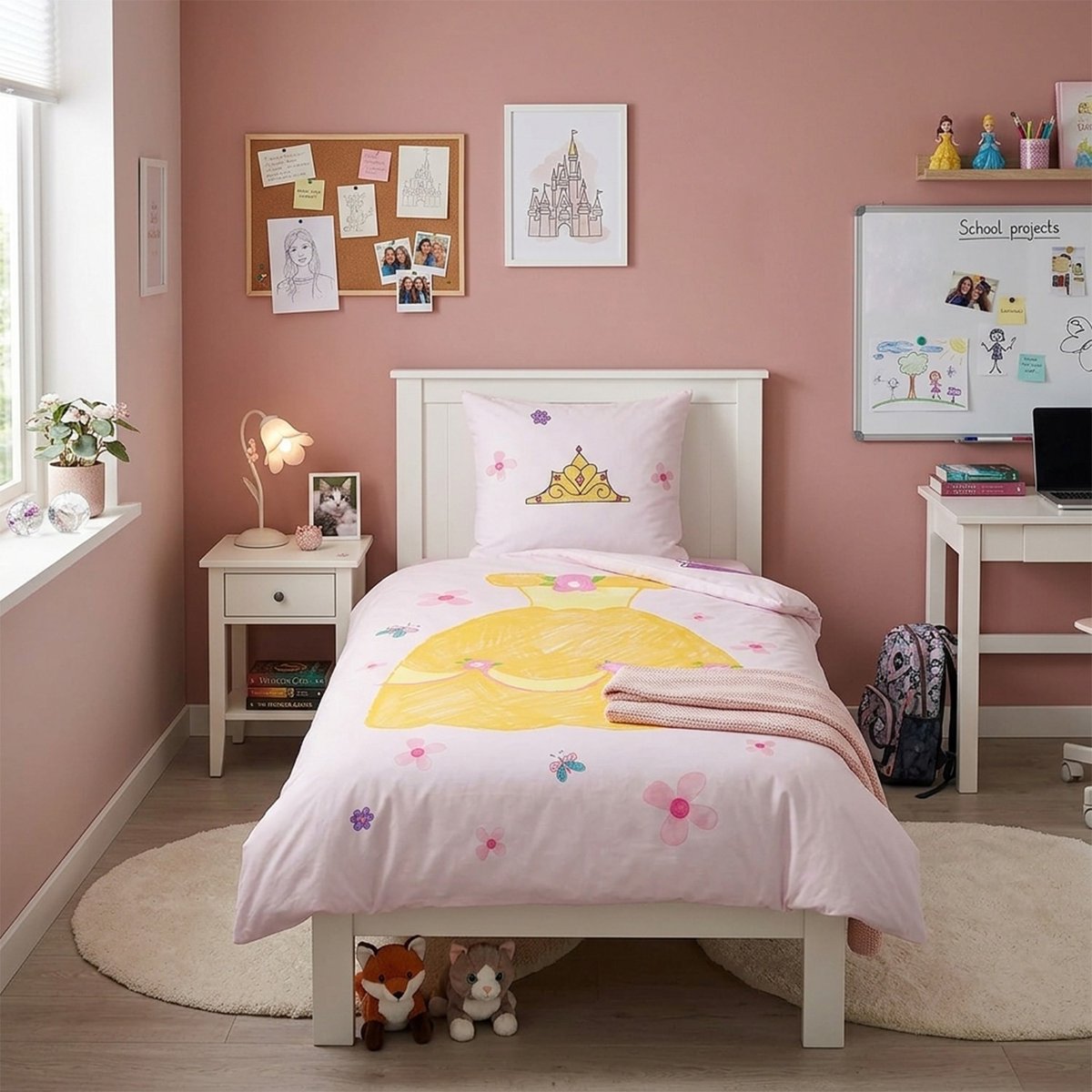 Parure de lit Belle et Raiponce, PRINCESSES DISNEY beige, DISNEY
