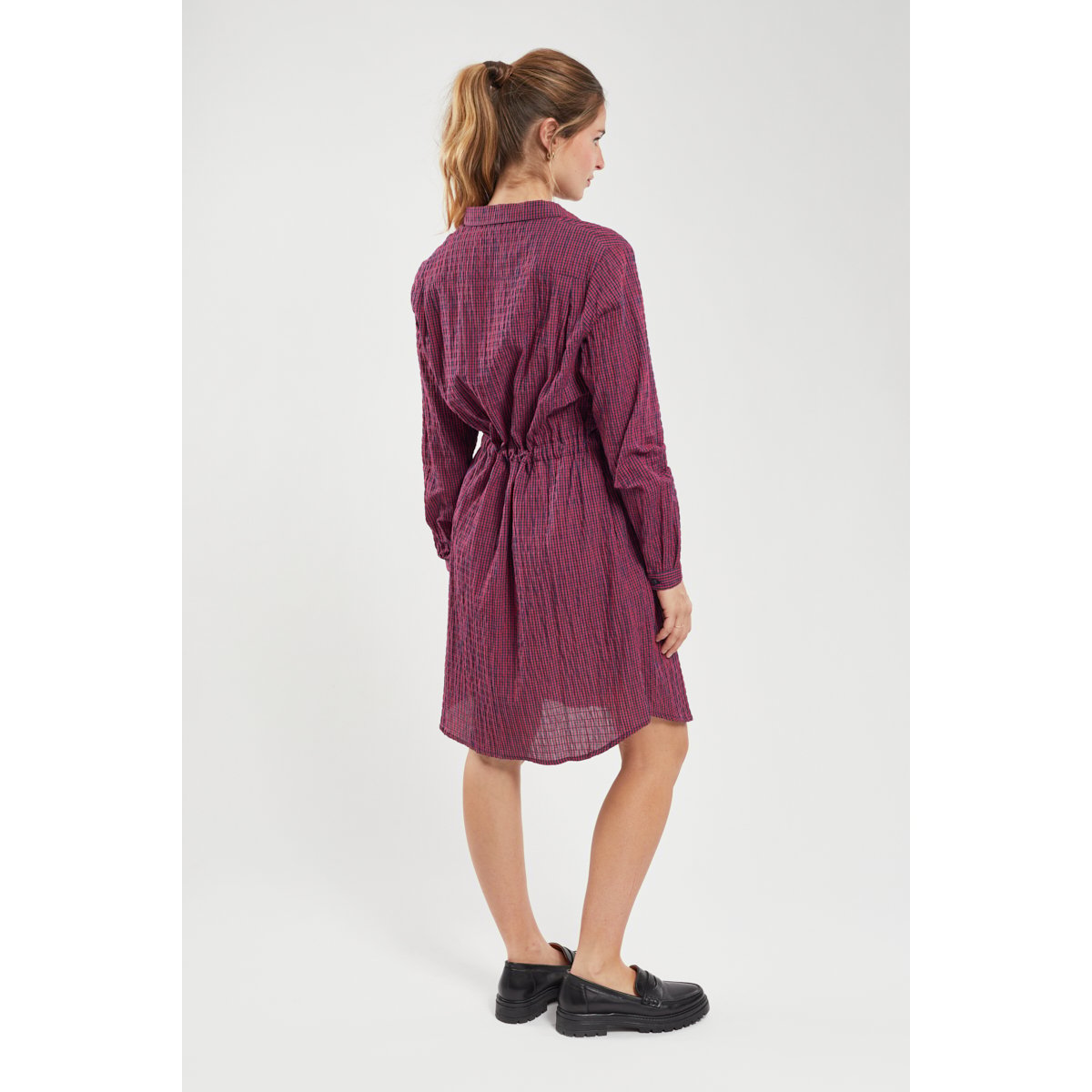 Robe chemise à carreaux en coton vichy mosto/seal, ARMOR-LUX
