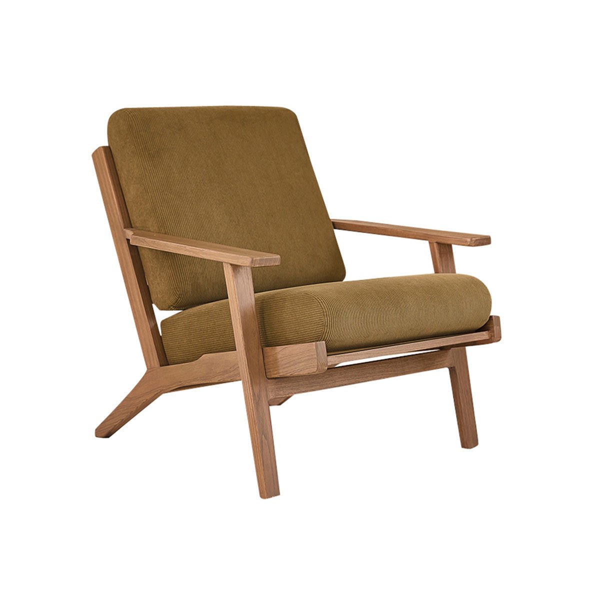 Fauteuil en bois massif et velours côtelé  ACHILLE kaki, BERAH GETAH