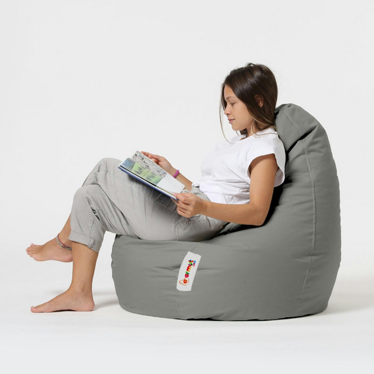 Pouf poire d'extérieur imperméable ARTA gris, PIER IMPORT