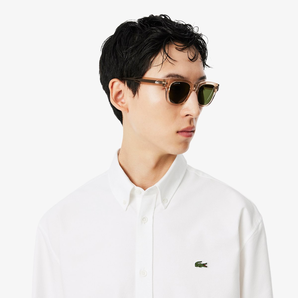 Chemise Oxford regular fit blanc-800, LACOSTE