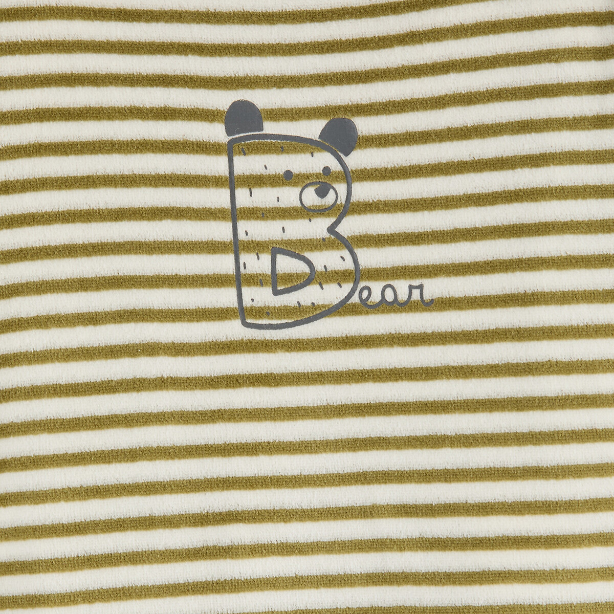 Lote de 3 pijamas de uma peça, às riscas, em veludo, com texto estampado no peito sortido, LA REDOUTE COLLECTIONS