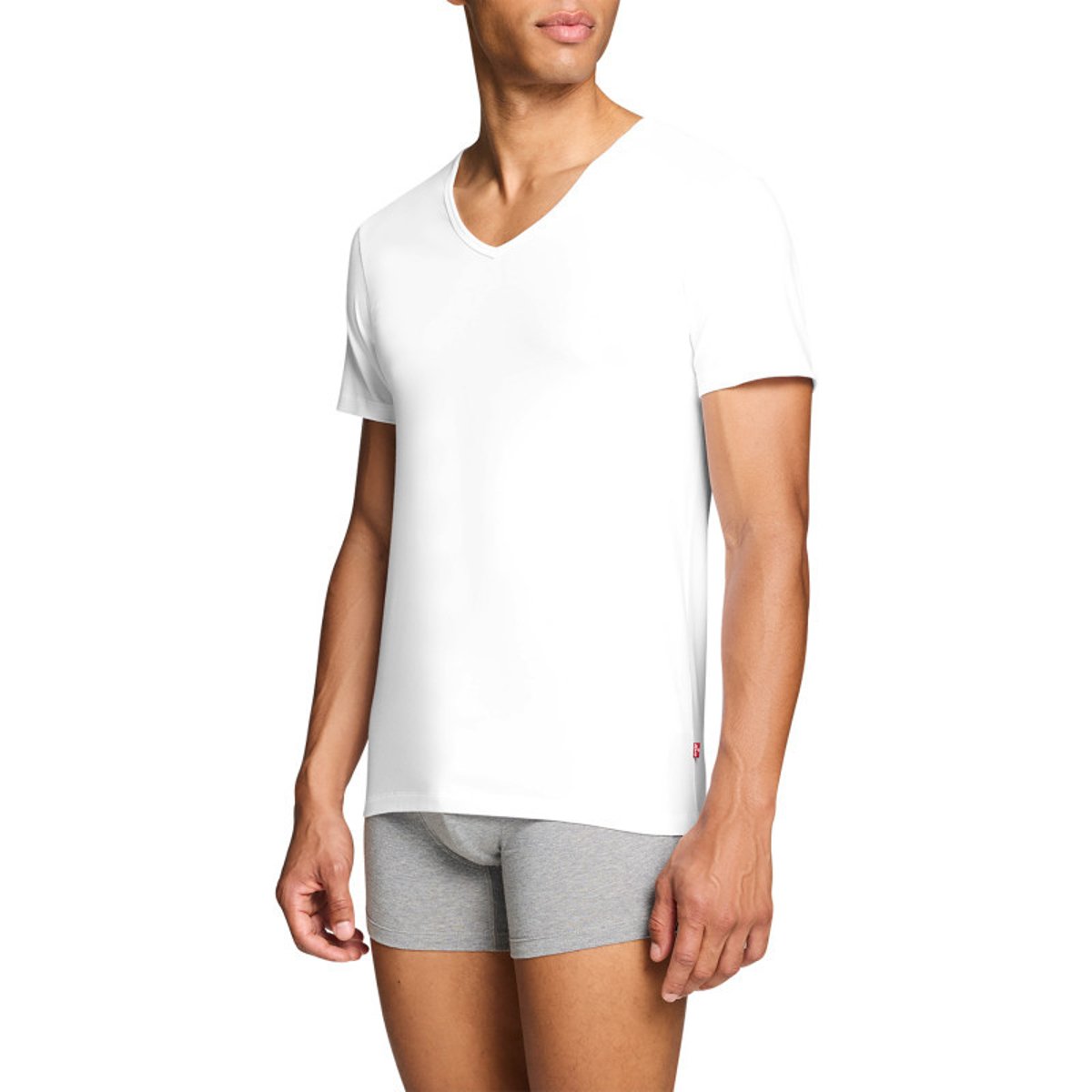 Lot de 2 t-shirts en coton blancs à coupe droite et de cols en v blanc, LEVI'S