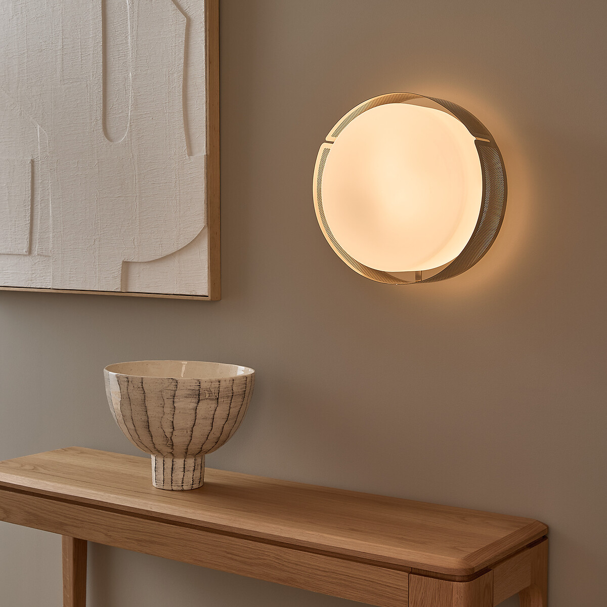 Darja Iron and Opaline Wall/Ceiling Light satin nickel, AM.PM