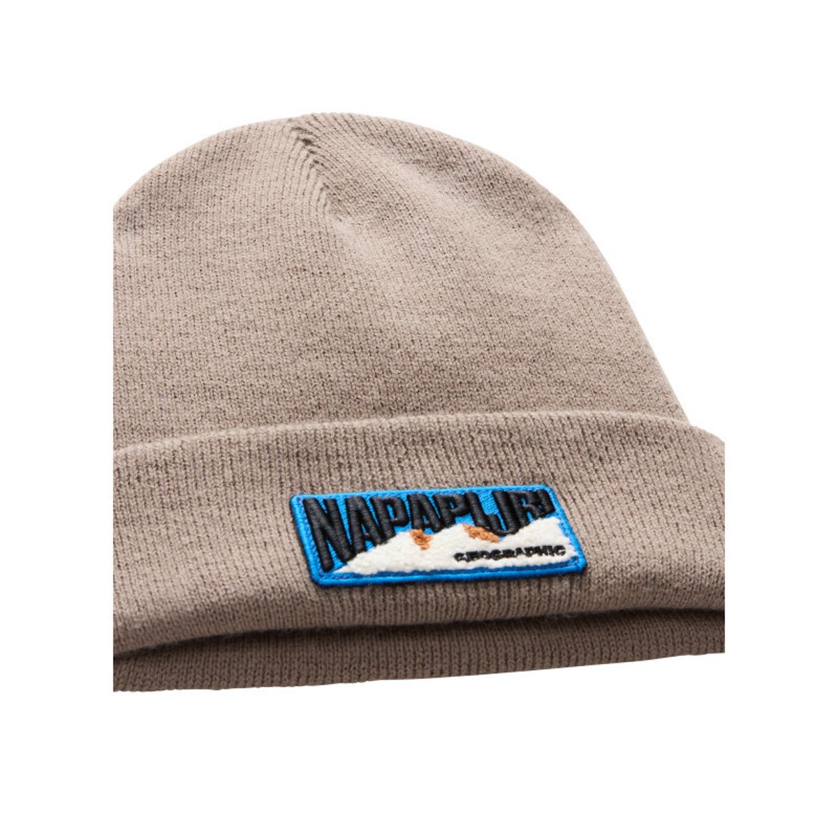 Bonnet marron en maille fine avec patch iconique brodé sur le revers marron, NAPAPIJRI