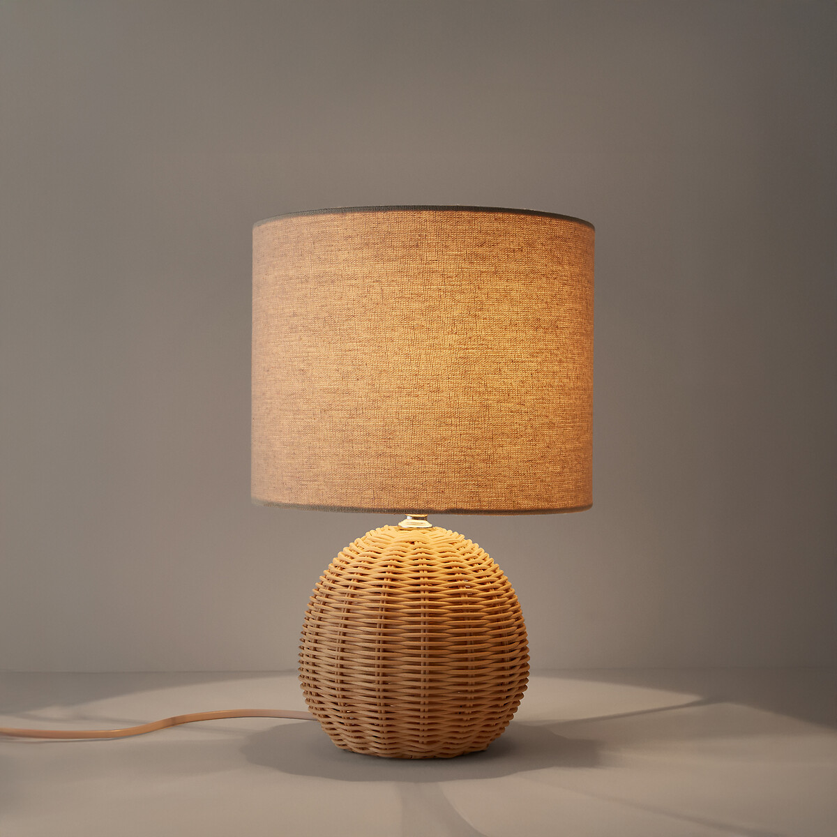 Lampe à poser en rotin et lin, HOREA naturel, LA REDOUTE INTERIEURS
