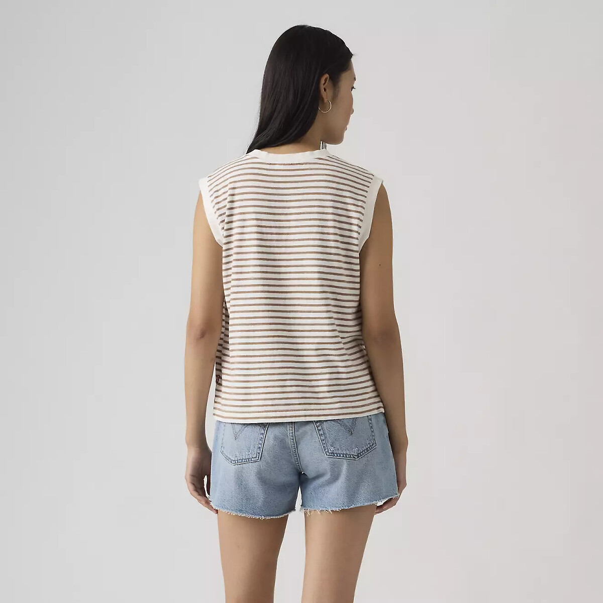 Maglietta senza maniche a righe rayé marron/blanc, LEVI'S