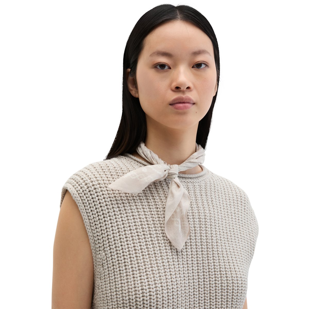 Foulard imprimé en pur coton bio beige, MARC O'POLO