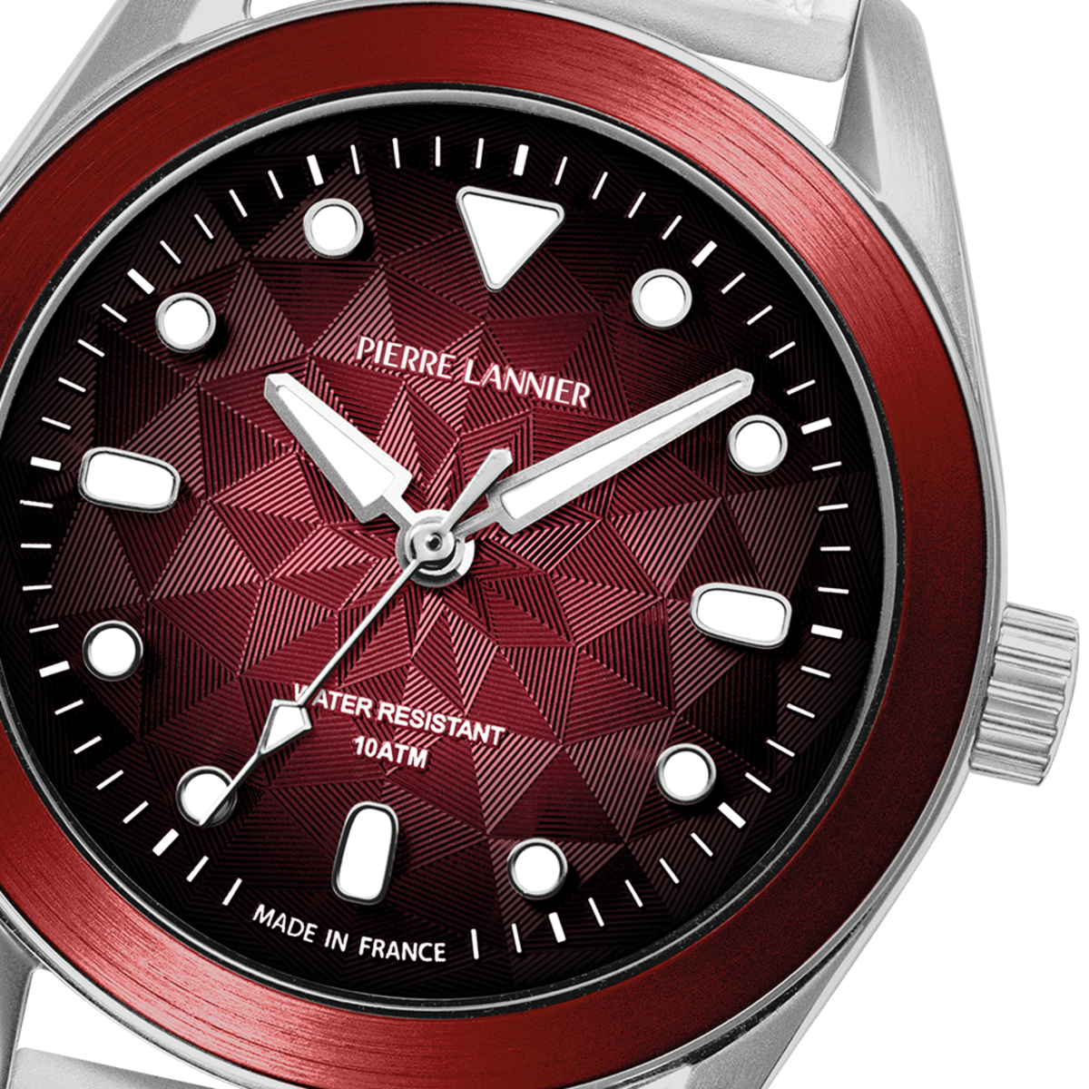 Montre Analogique  BORA argenté rouge blanc, PIERRE LANNIER