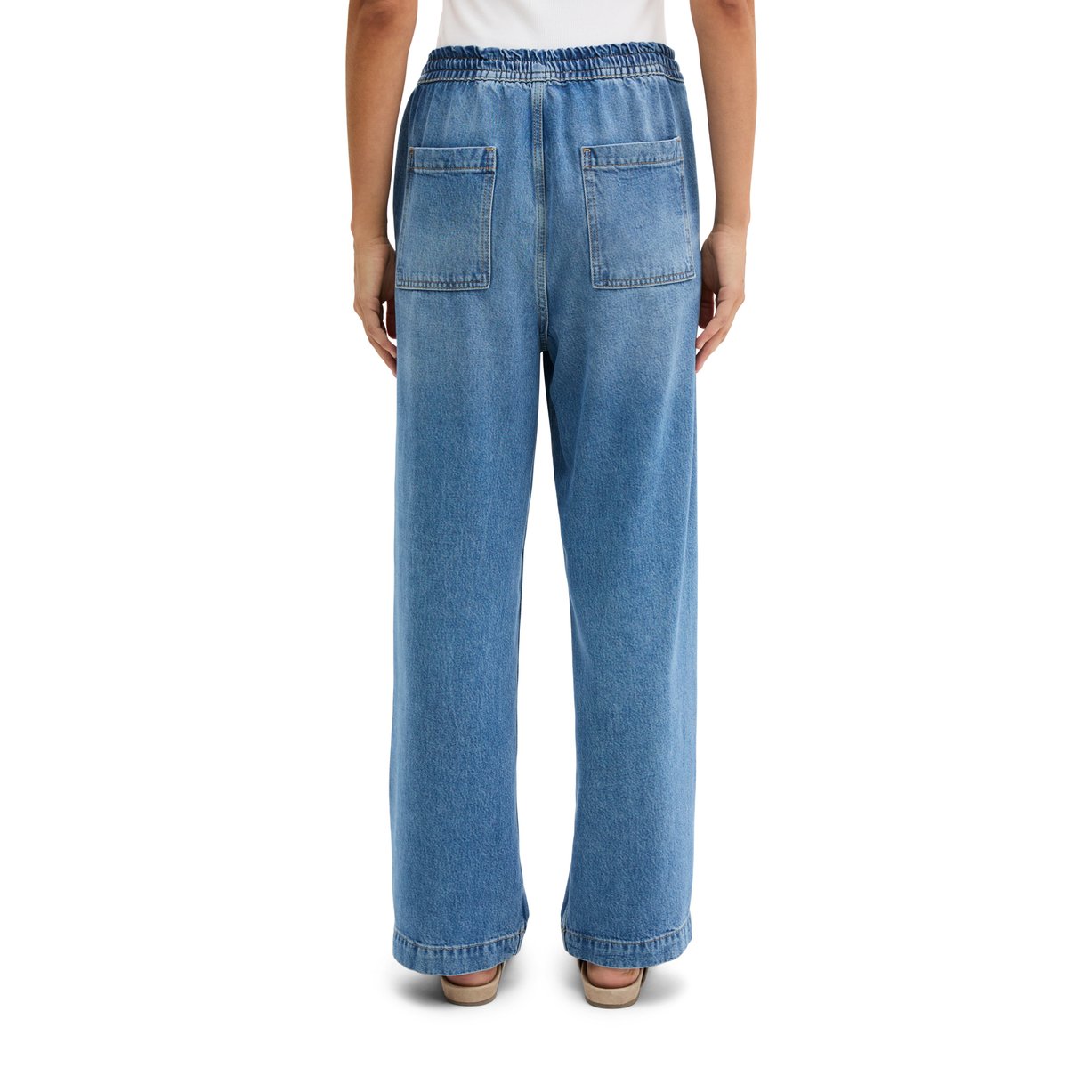 Joggpants droit cropped en TENCEL™ Lyocell bleu moyen, MARC O'POLO