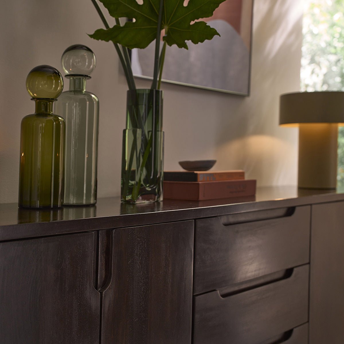 Buffet 4 portes, 3 tiroirs en manguier massif 180 cm LAZARE couleur unique, BERAH GETAH