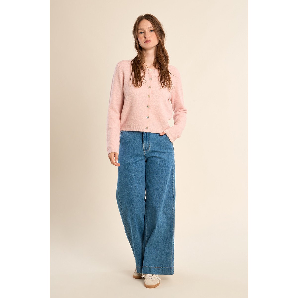 Cardigan en maille, boutonné rose, MOLLY BRACKEN