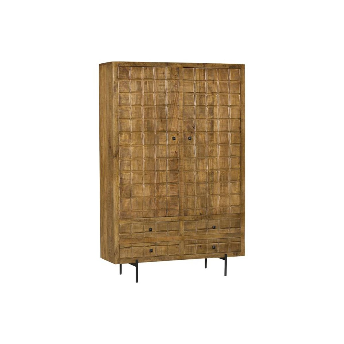 Buffet vaisselier en bois 2 portes décor damier UDA bois naturel, PIER IMPORT