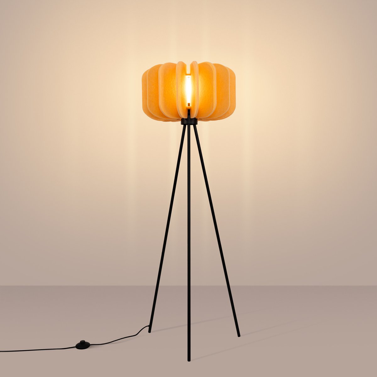 Lampadaire Feutre Jaune E27 1 Mula jaune, EDEN