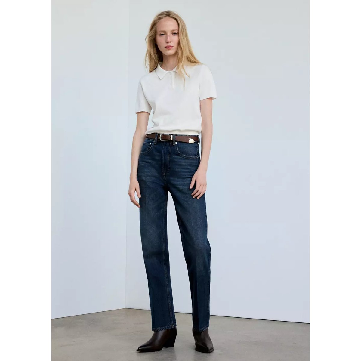 Pull coton polo blanc, MANGO