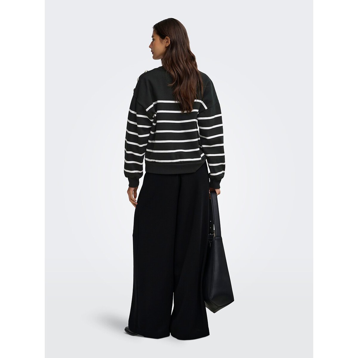 Striped Jumper with Shoulder Buttons black, ONLY