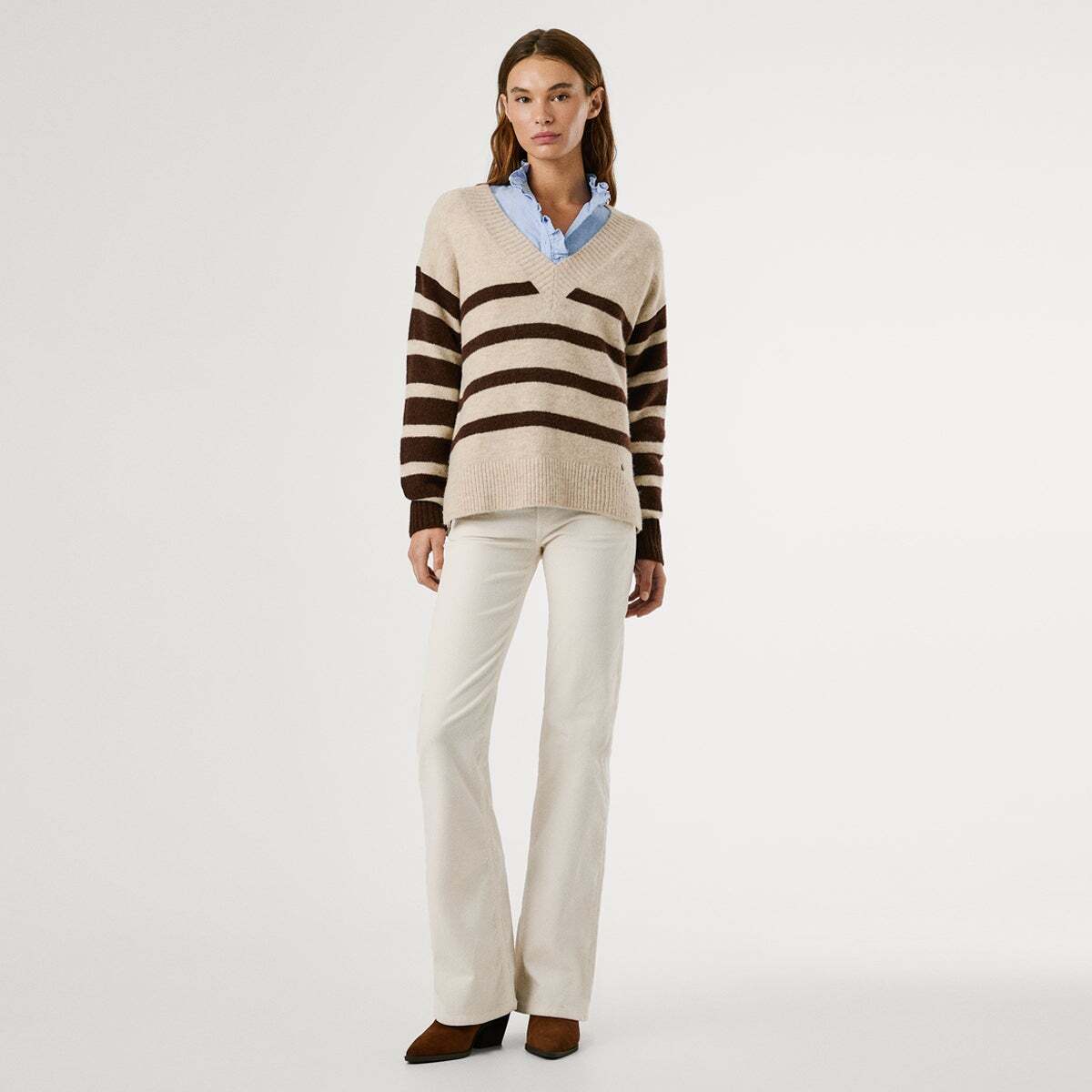 Pull En Maille À Rayures blanc écru foncé, PEPE JEANS