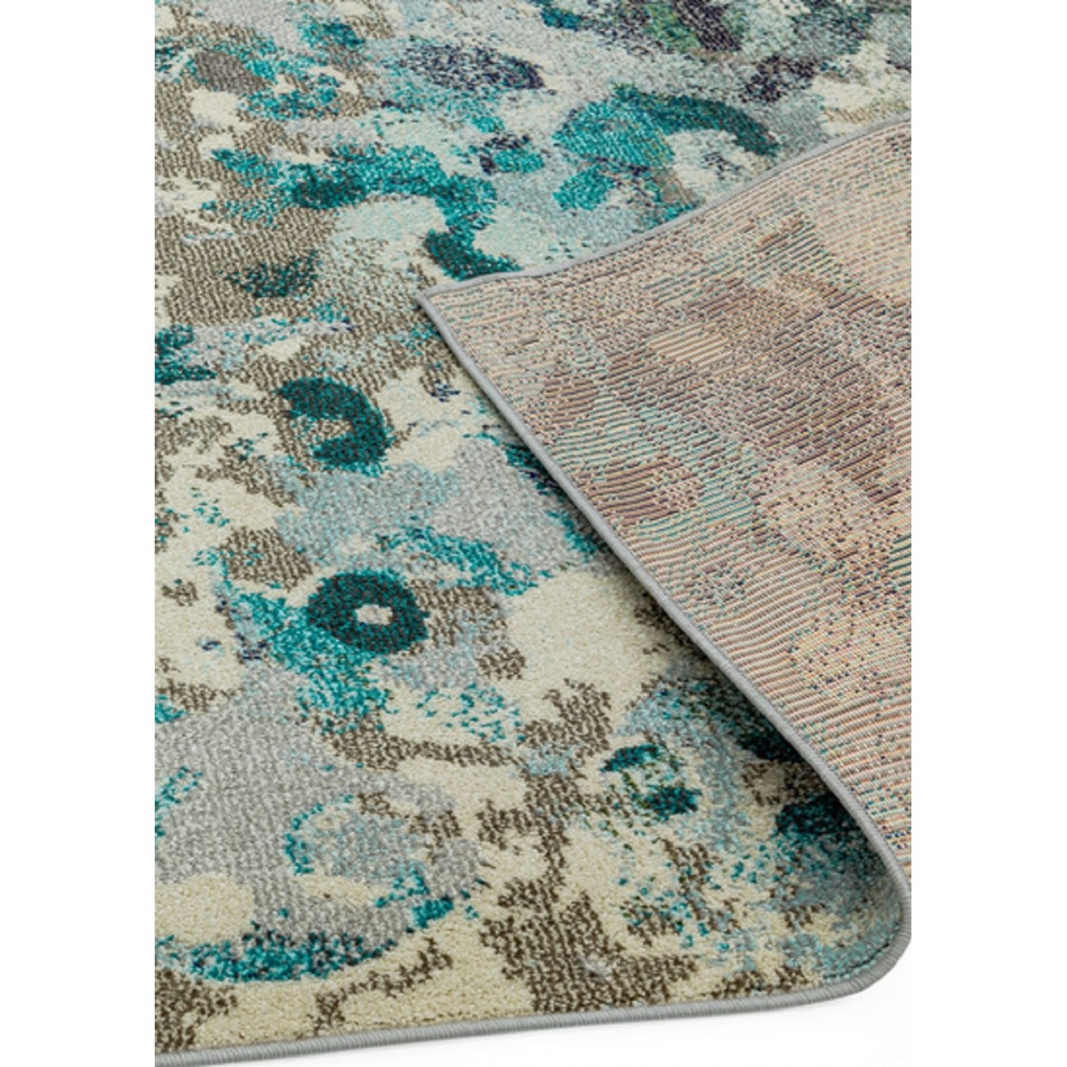 Tapis salon et chambre moderne tissé plat ETHERAL bleu, NOVATREND