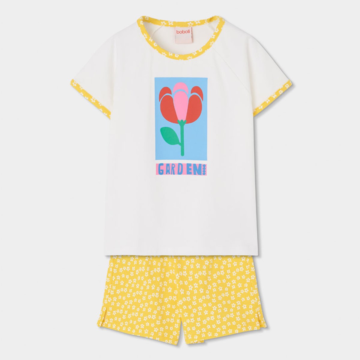 Pyjama fille mancs courtes en coton blanc, BOBOLI