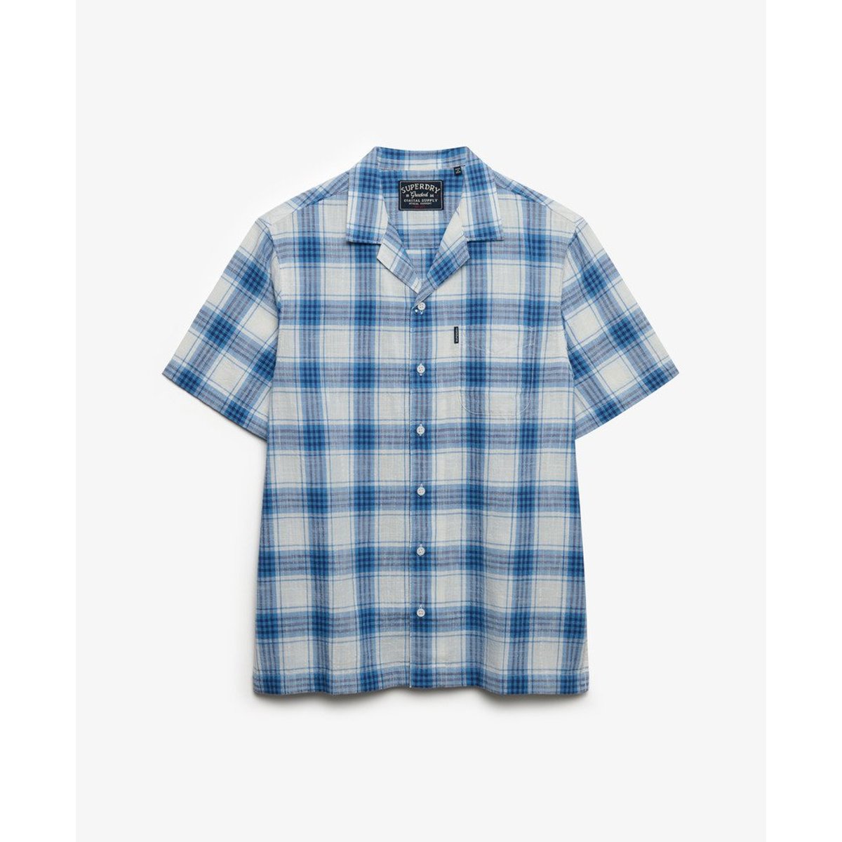Chemise à carreaux Cabana manches courtes blanc à carreaux harbour, SUPERDRY