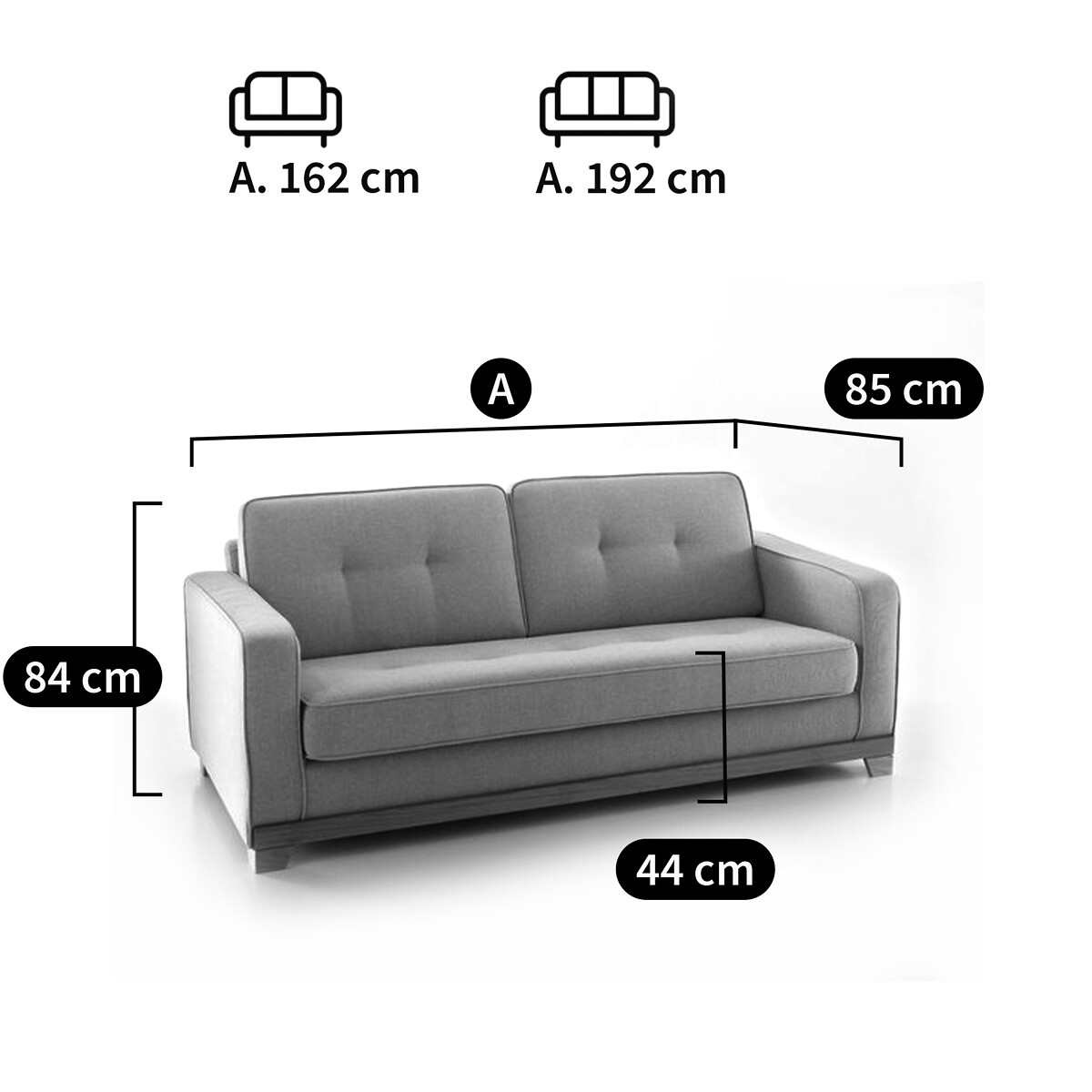 Canapé polyester, 2 ou 3 places, Ajis gris anthracite, SO'HOME