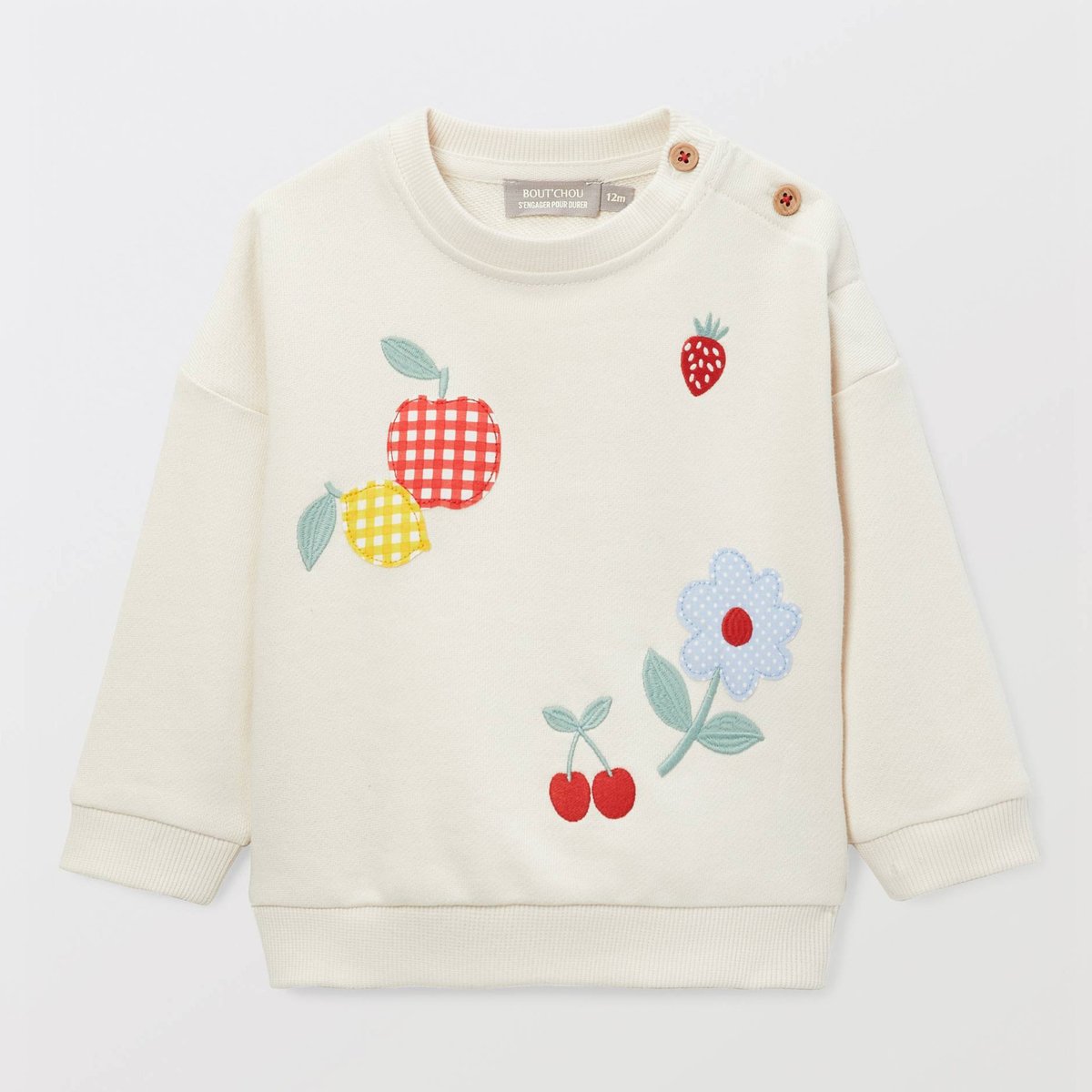 Sweat brodé en coton BIO GOTS naturel, BOUT'CHOU