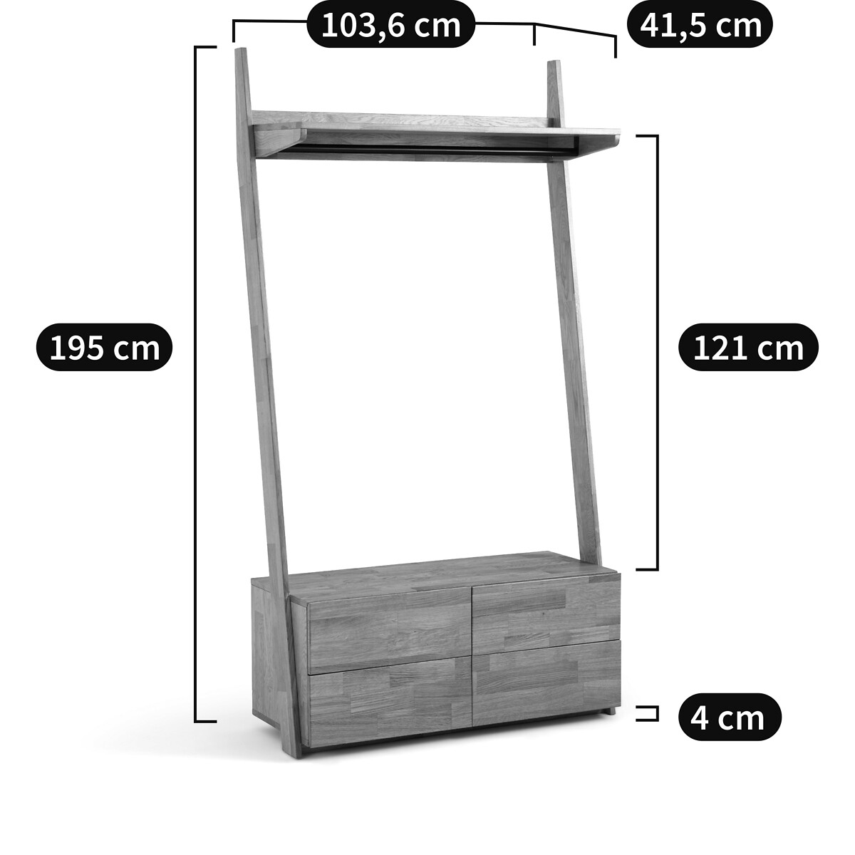 Module de dressing penderie + 4 tiroirs, Domeno naturel, LA REDOUTE INTERIEURS