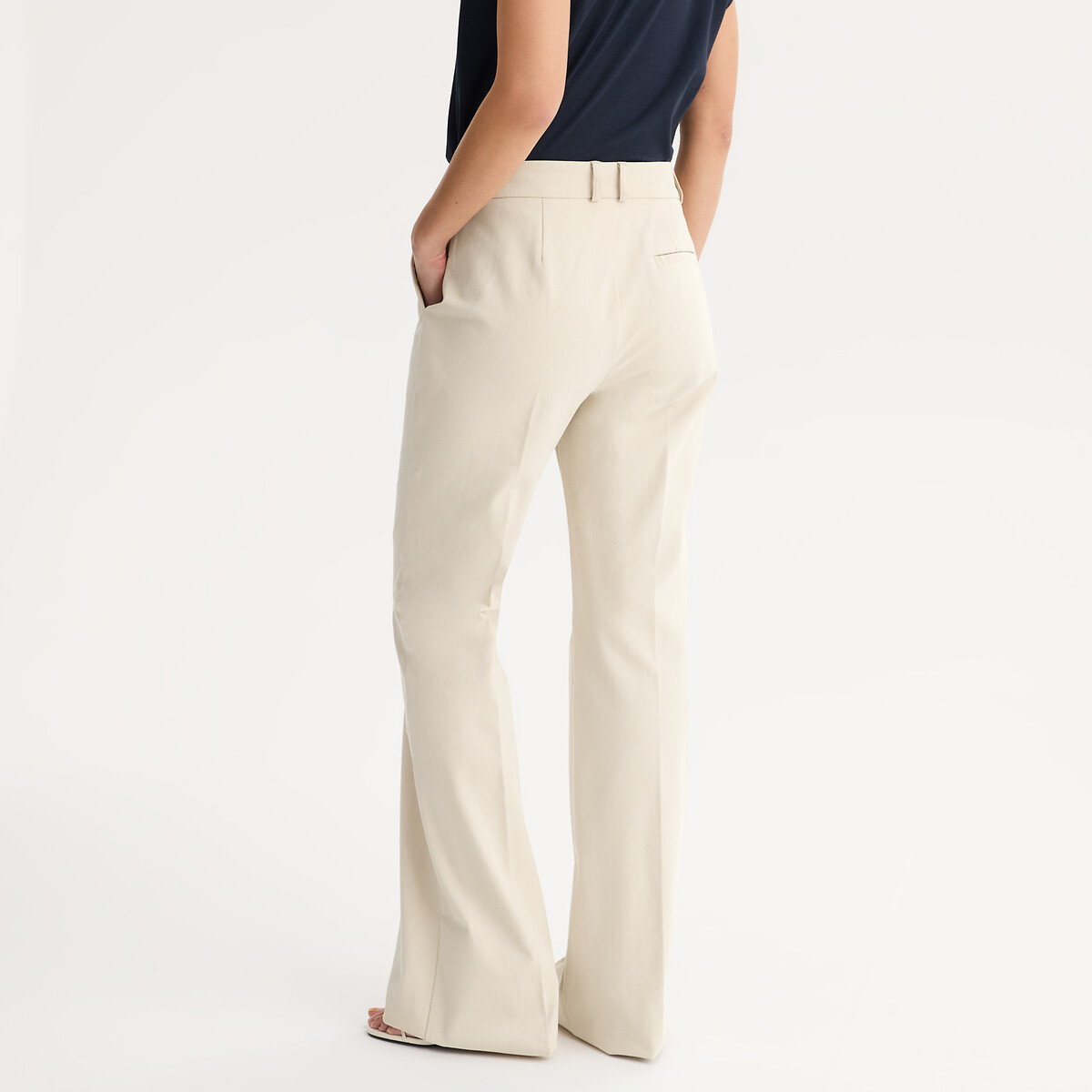 Pantalones acampanado, algodón elástico beige claro, ANNE WEYBURN