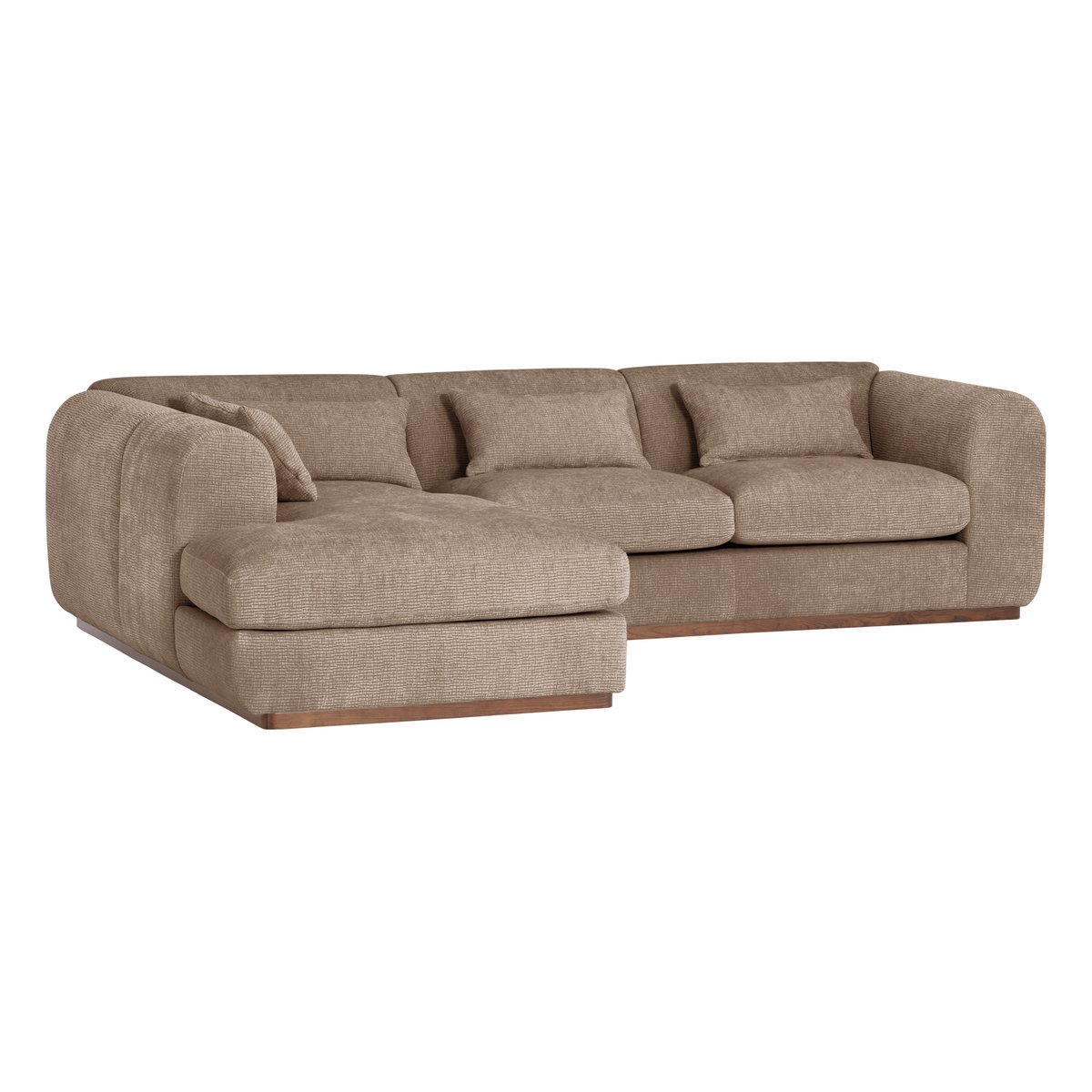Canapé d’angle gauche en velours texturé BRENVO marron, WOOOD