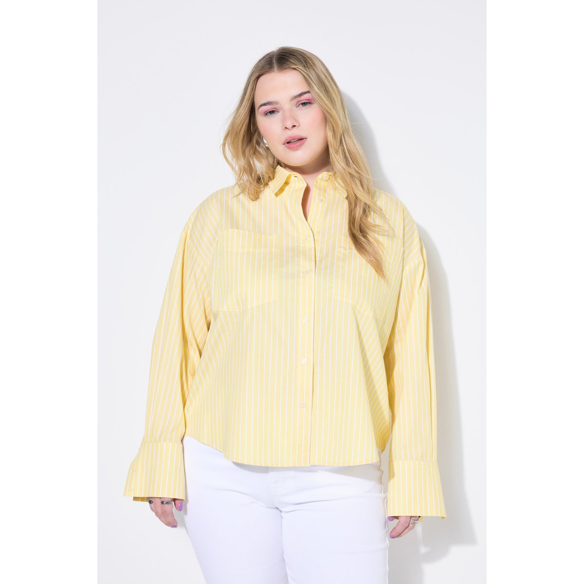 Chemisier oversize à rayures jaune tendre, STUDIO UNTOLD