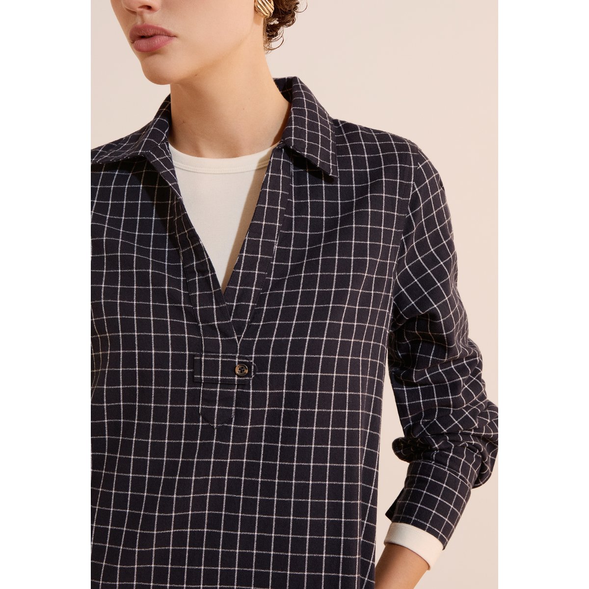 Robe chemise courte à carreaux en coton CLOTHERE CRX marine, ETAM