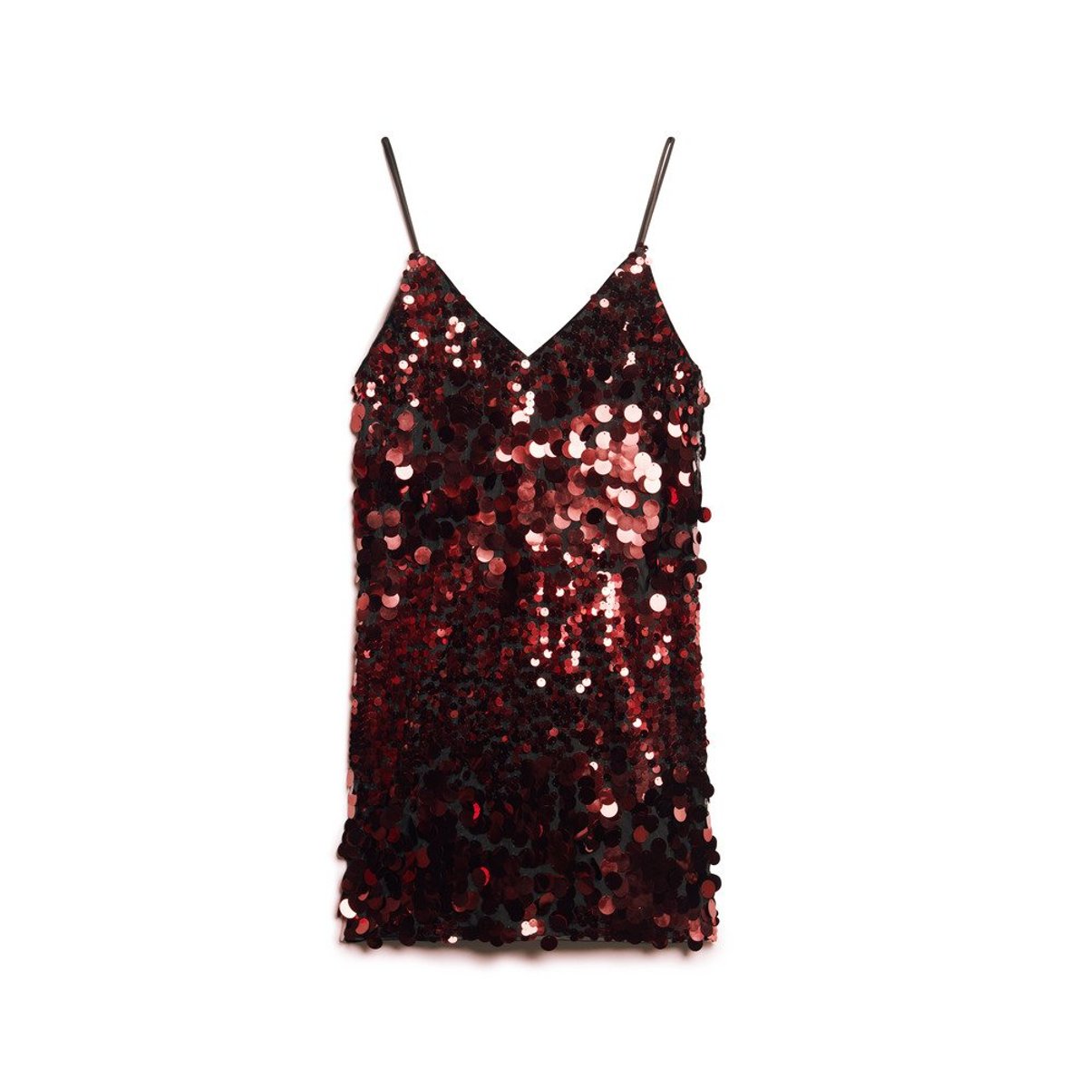 Robe courte à sequins disco brocart rouge, SUPERDRY